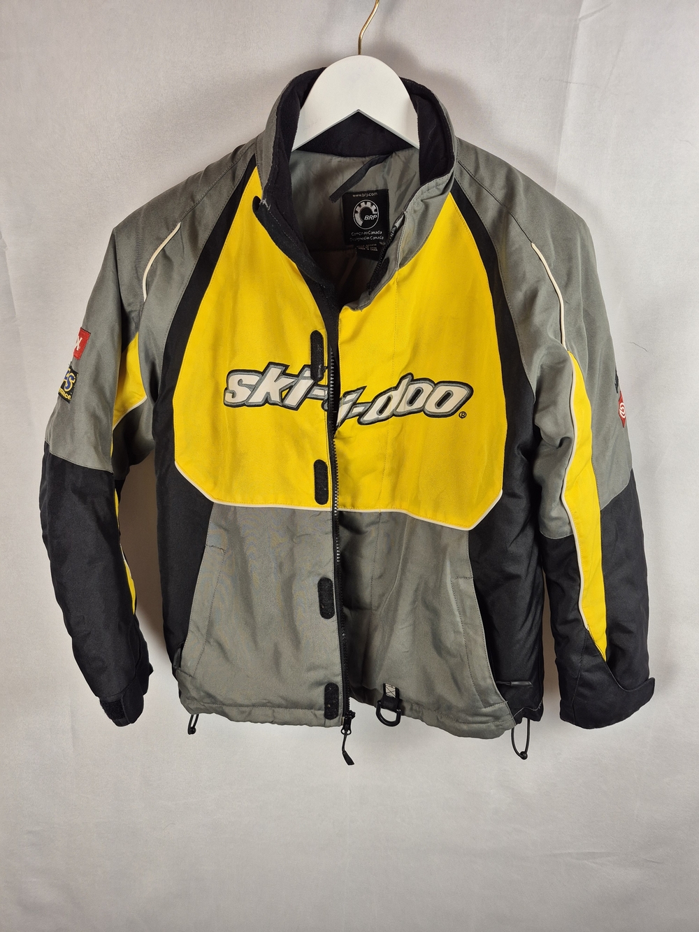 Vintage Ski-Doo X-Team Snowmobile Jacket kids 12 Gray Yellow Black